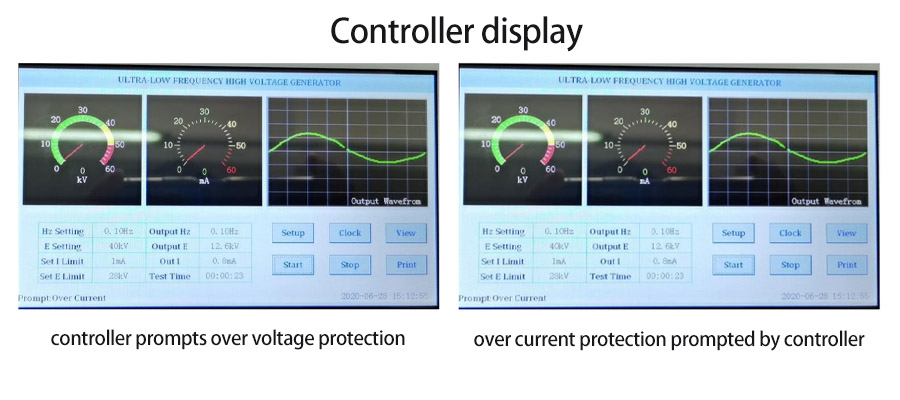 0.02Hz Very Low Frequency High Voltage Generator Controller display