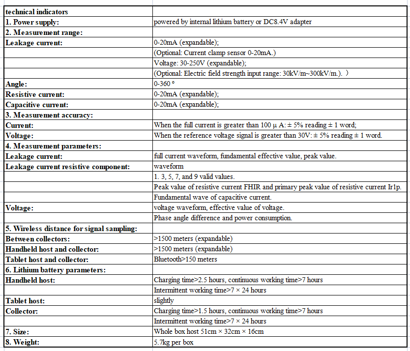 氧化锌避雷器带电测试仪 参数表