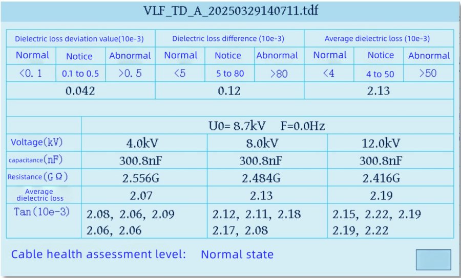 VLF-TD Test Report Interface