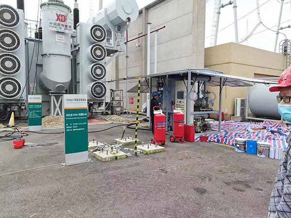 CHONGQING GOLD ZJA-12KY 12000L/H Transformer Oil Purifier is working at 1000KV Ultra High Voltage(UHV ) Substation in China